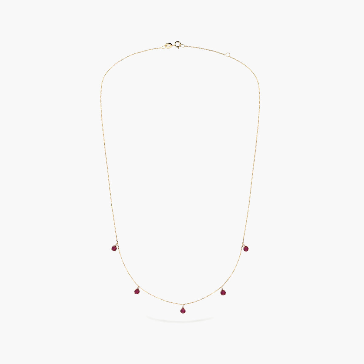 Collar de oro 18K diamante natural 0.04 ct. rubíes 42-45 cm MAGMA