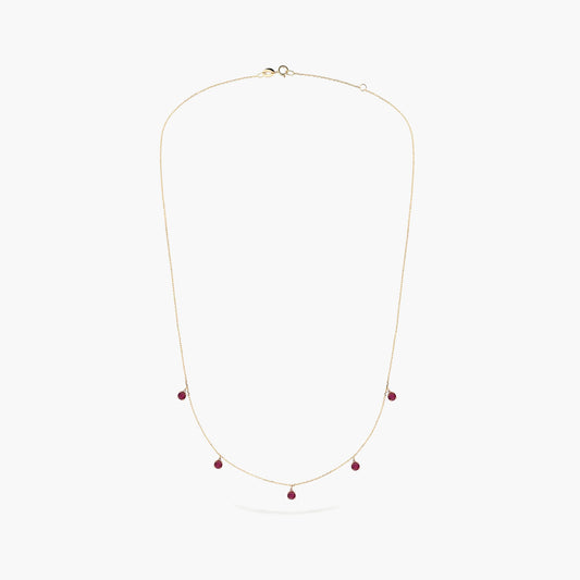 Collar de oro 18K diamante natural 0.04 ct. rubíes 42-45 cm MAGMA