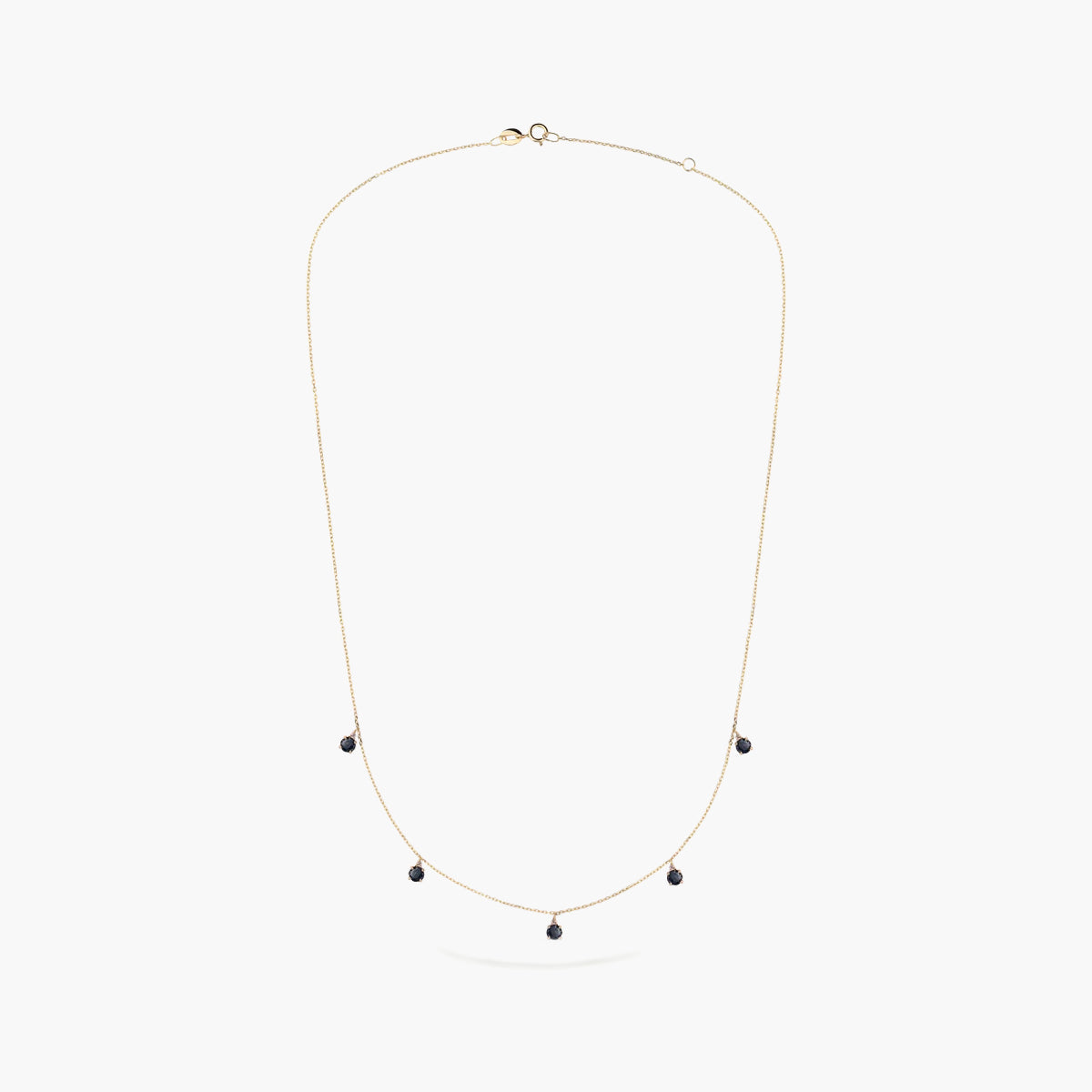 Collar de oro 18K diamante natural 0.04 ct. zafiros 42-45 cm DUSK