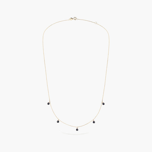 Collar de oro 18K diamante natural 0.04 ct. zafiros 42-45 cm DUSK