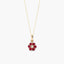 Collar de oro 18K diamante natural 0.04 ct. rubíes 7 mm BLOSSOM
