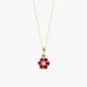Collar de oro 18K diamante natural 0.04 ct. rubíes 7 mm BLOSSOM