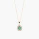 Collar de oro 18K diamante natural 0.08 ct. esmeralda 8 mm ROYAL TEAR