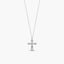 Collar cruz de oro blanco 18K diamante natural 0.04 ct. 11 mm
