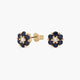 Pendientes de oro 18K diamante natural 0.07 ct. zafiro 7 mm BLOSSOM