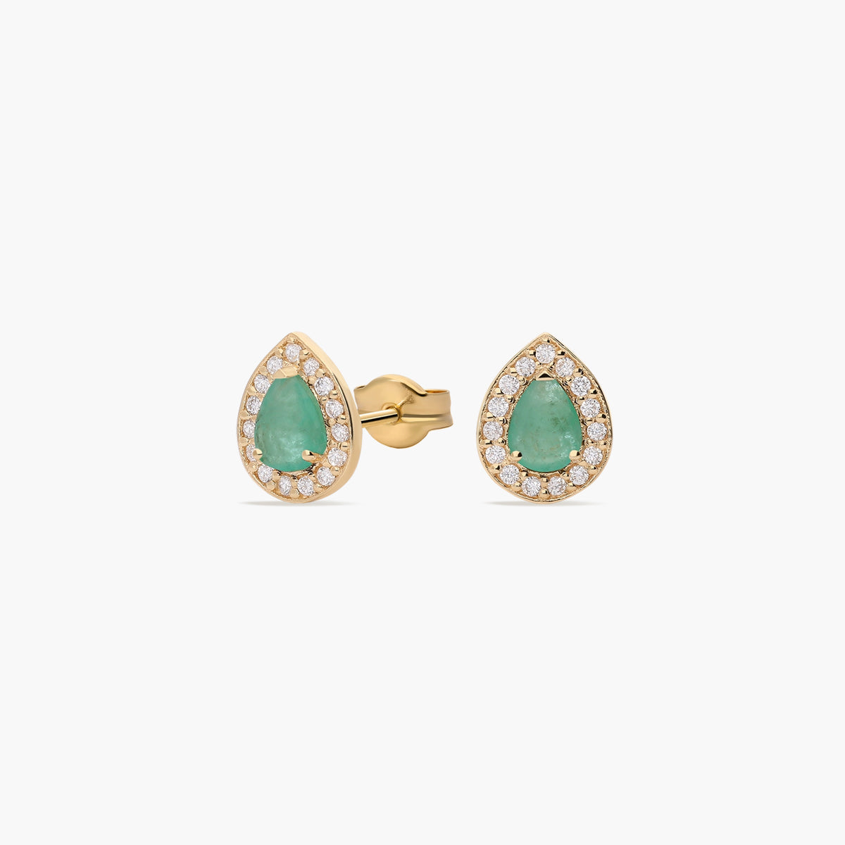 Pendientes de oro 18K diamante natural 0.15 ct. esmeralda 9 mm ROYAL TEAR