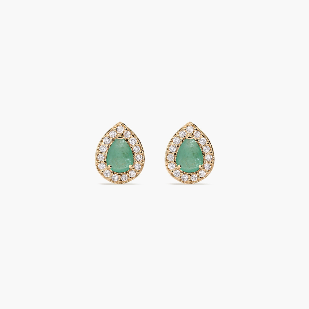 Pendientes de oro 18K diamante natural 0.15 ct. esmeralda 9 mm ROYAL TEAR