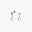 Pendientes largos de oro blanco 18K diamante natural 0.13 ct. con perlas 16 mm TREASURE