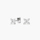 Pendientes trébol de oro blanco 18K diamante natural 0.08 ct. 5 mm