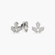Pendientes trébol de oro blanco 18K diamante natural 0.05 ct. 5 mm