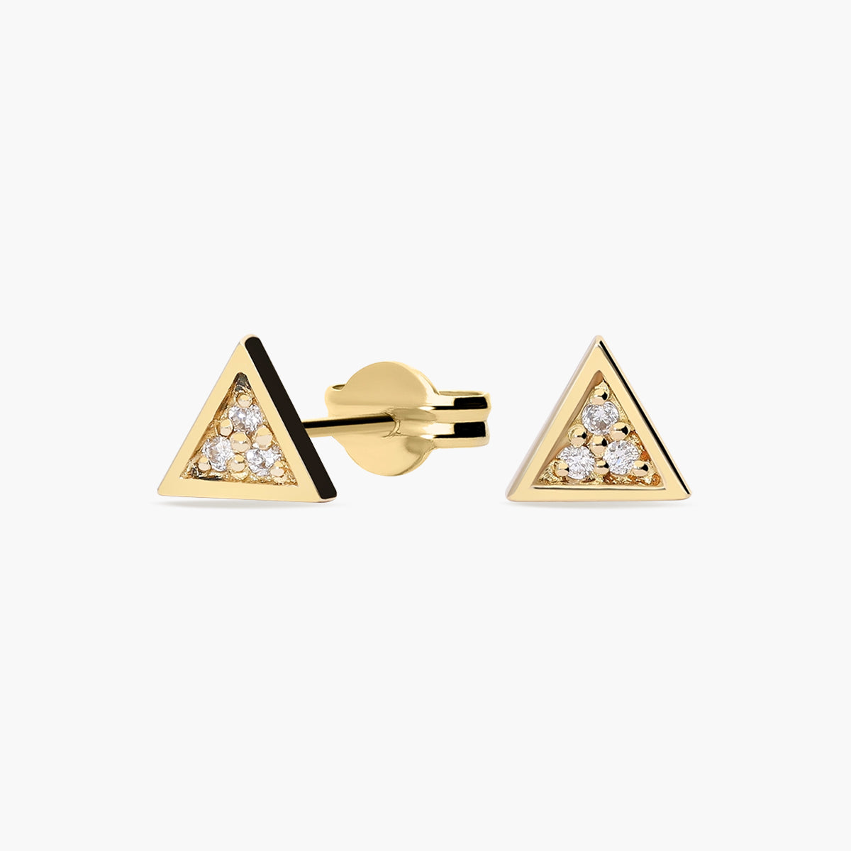 Pendientes triángulo de oro 18K diamante natural 0.05 ct. 5 mm