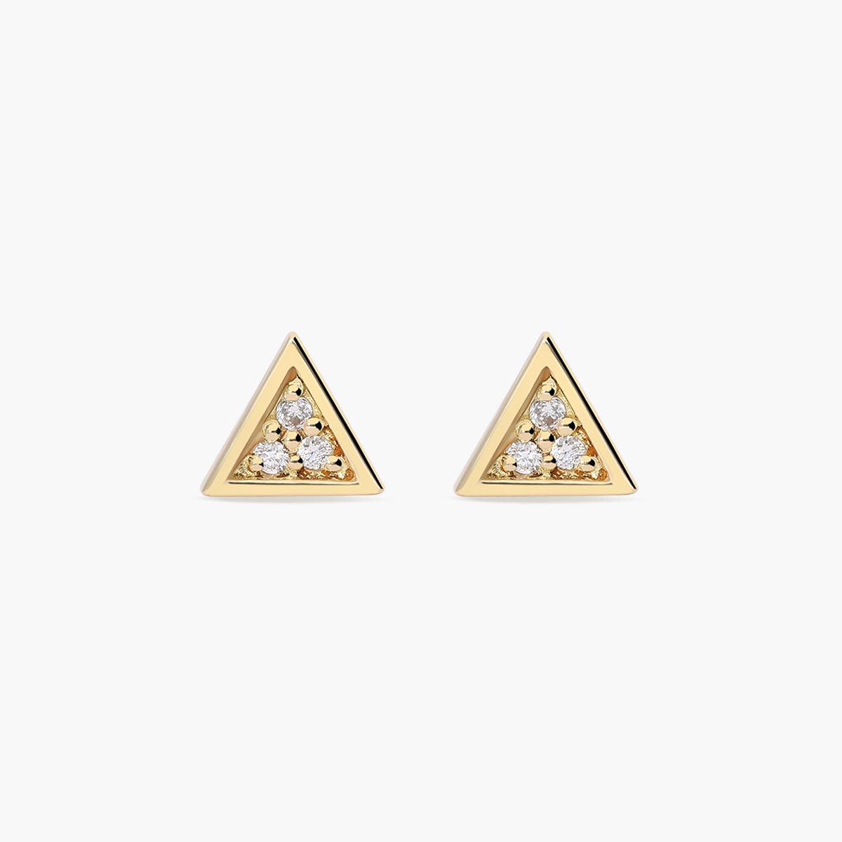 Pendientes triángulo de oro 18K diamante natural 0.05 ct. 5 mm