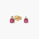 Pendientes de oro 18K diamante natural 0.02 ct. rubí 4 mm MAGMA