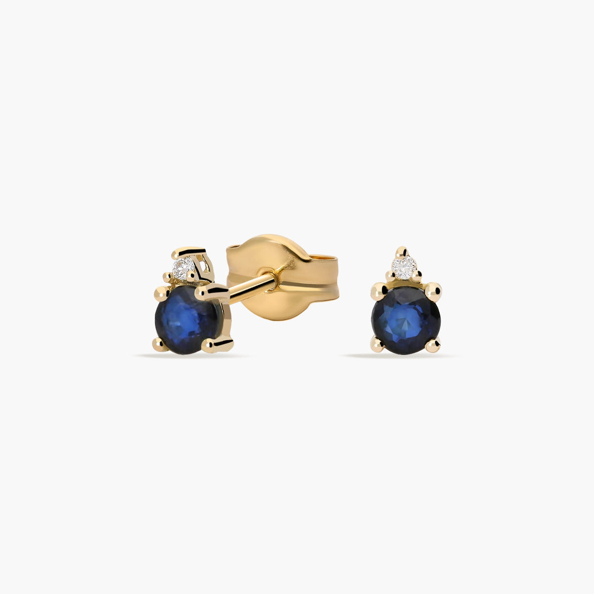 Pendientes de oro 18K diamante natural 0.02 ct. zafiro 4 mm DUSK