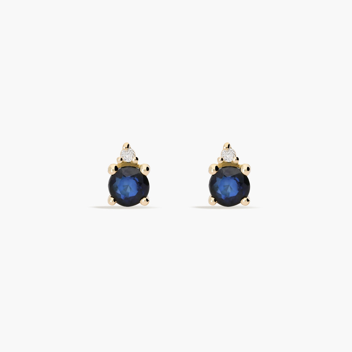 Pendientes de oro 18K diamante natural 0.02 ct. zafiro 4 mm DUSK