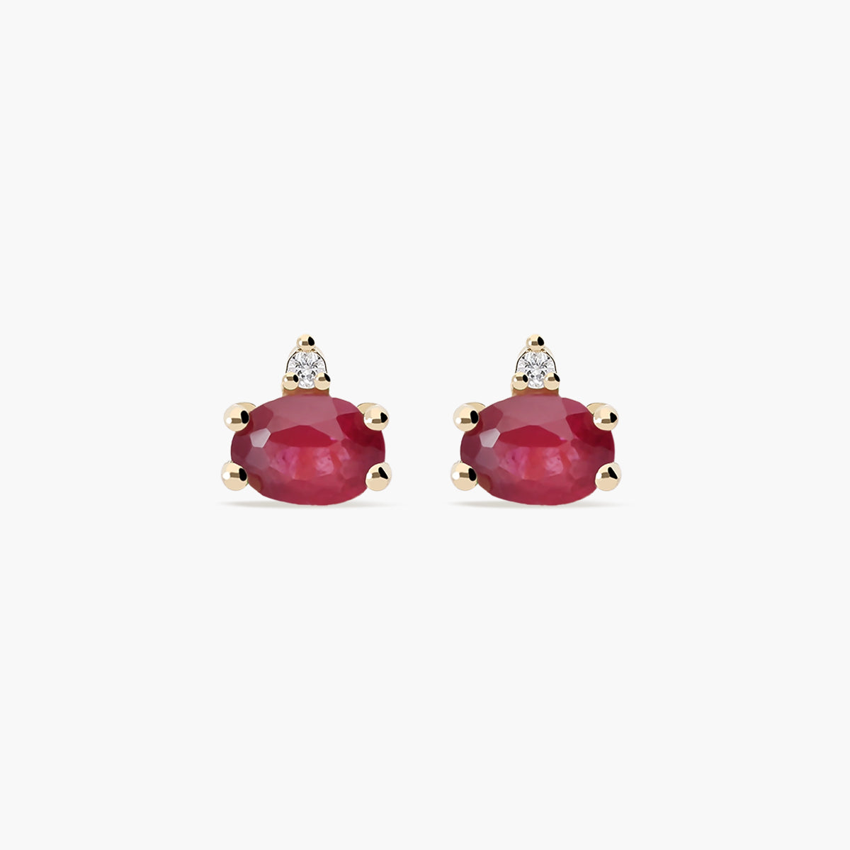 Pendientes de oro 18K diamante natural 0.02 ct. rubí 4 mm MAGMA