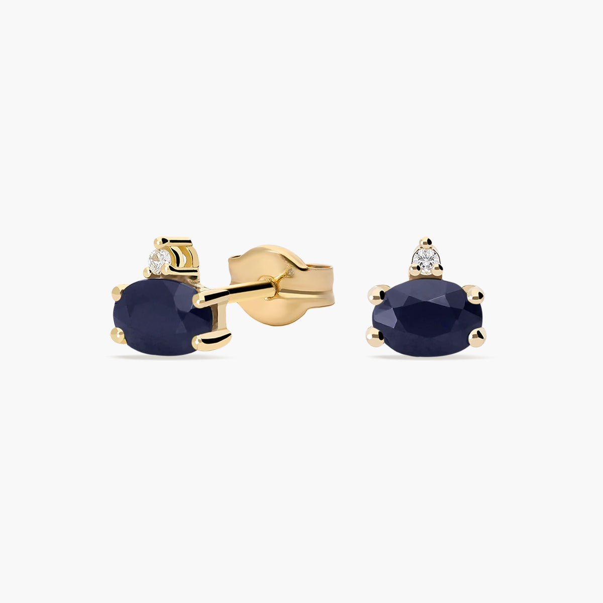 Pendientes de oro 18K diamante natural 0.02 ct. zafiro 4 mm DUSK