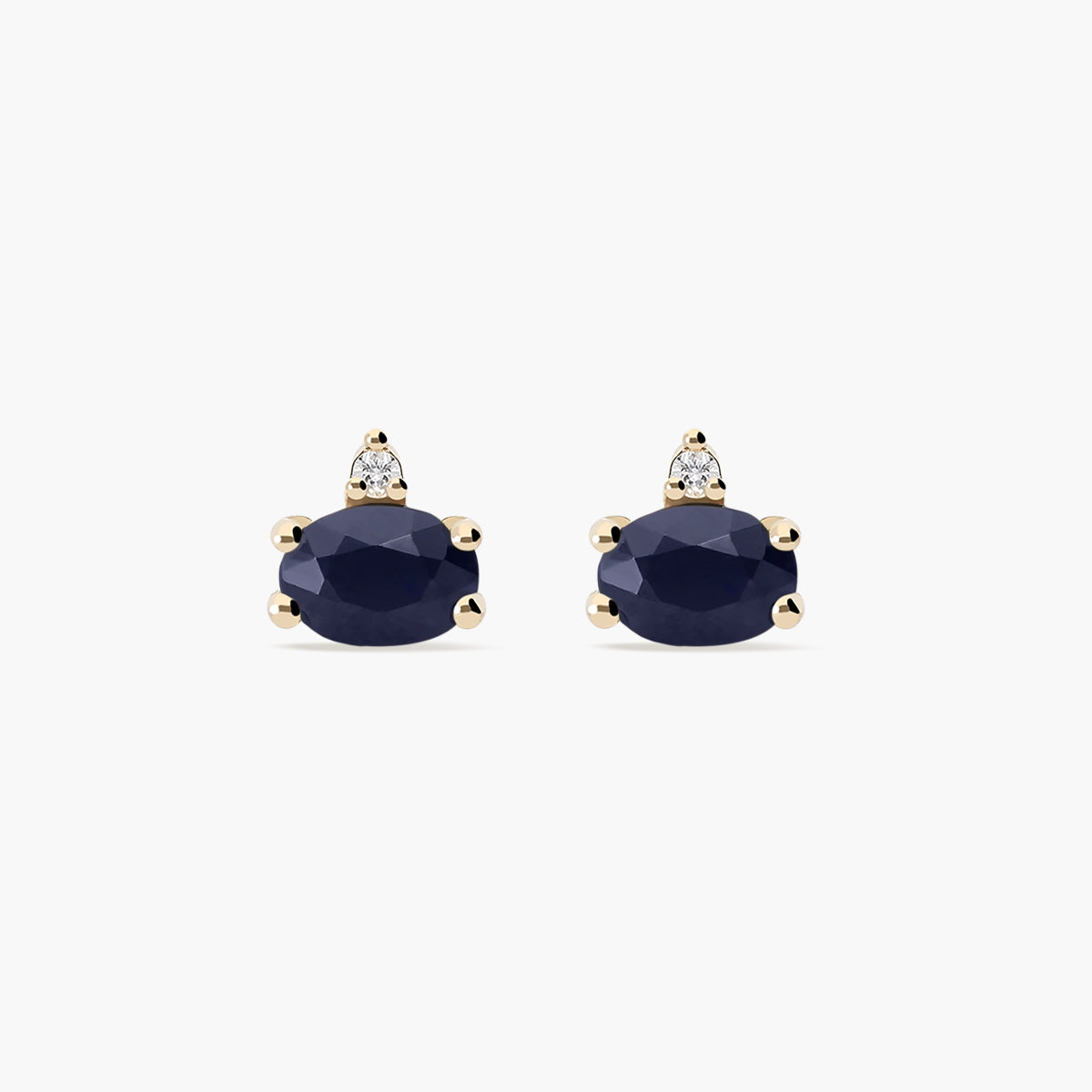 Pendientes de oro 18K diamante natural 0.02 ct. zafiro 4 mm DUSK