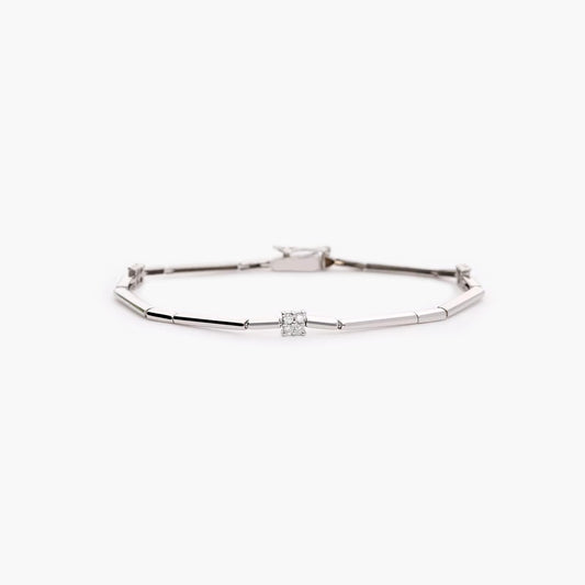 Pulsera de oro blanco 18K diamante natural 0.30 ct. 19 cm
