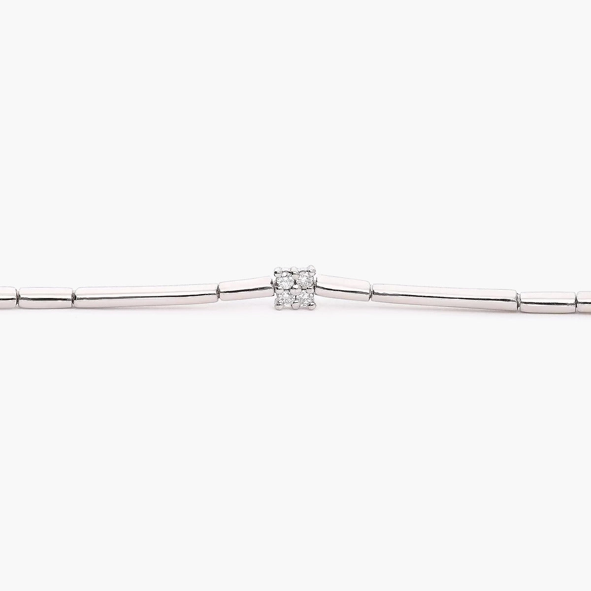 Pulsera de oro blanco 18K diamante natural 0.30 ct. 19 cm