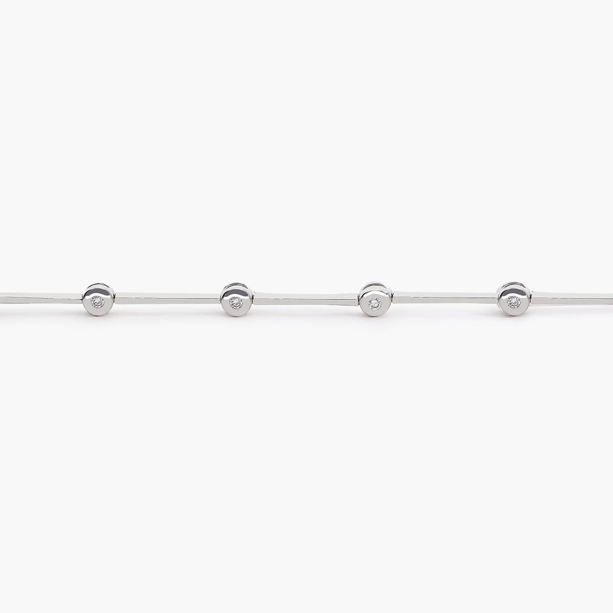 Pulsera de oro blanco 18K diamante natural 0.18 ct. 19 cm