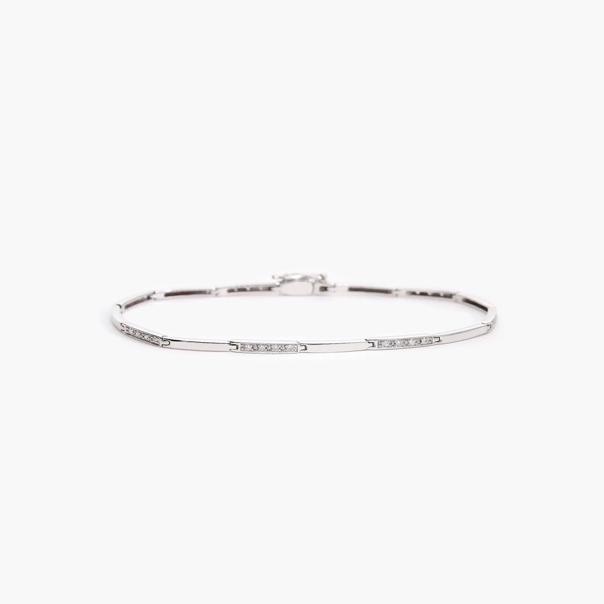 Pulsera de oro blanco 18K diamante natural 0.22 ct. 18 cm