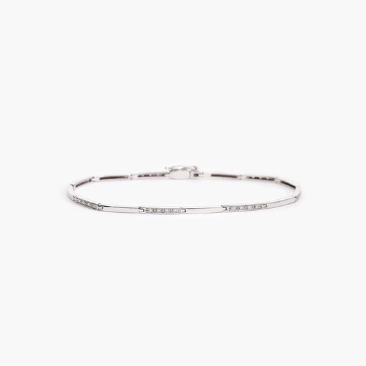 Pulsera de oro blanco 18K diamante natural 0.22 ct. 18 cm