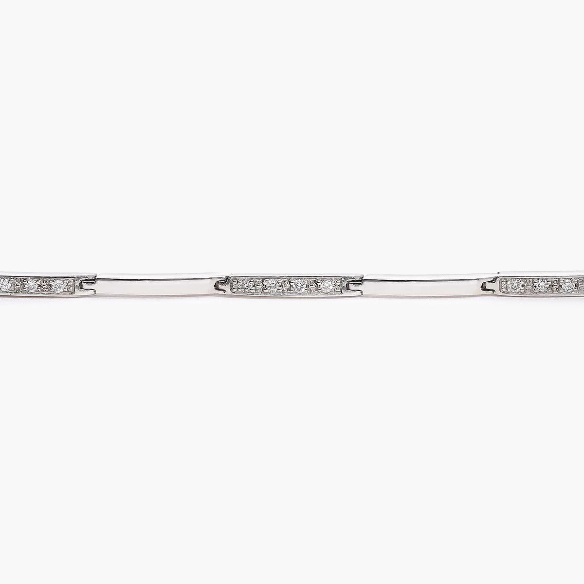 Pulsera de oro blanco 18K diamante natural 0.22 ct. 18 cm
