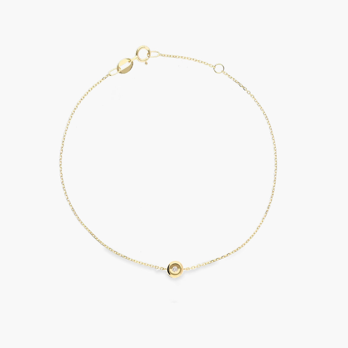 Pulsera de oro 18K diamante natural 0.03 ct. 17-19 cm