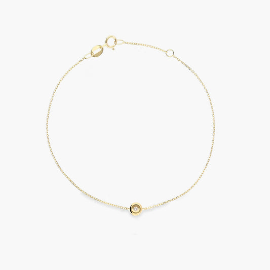 Pulsera de oro 18K diamante natural 0.03 ct. 17-19 cm