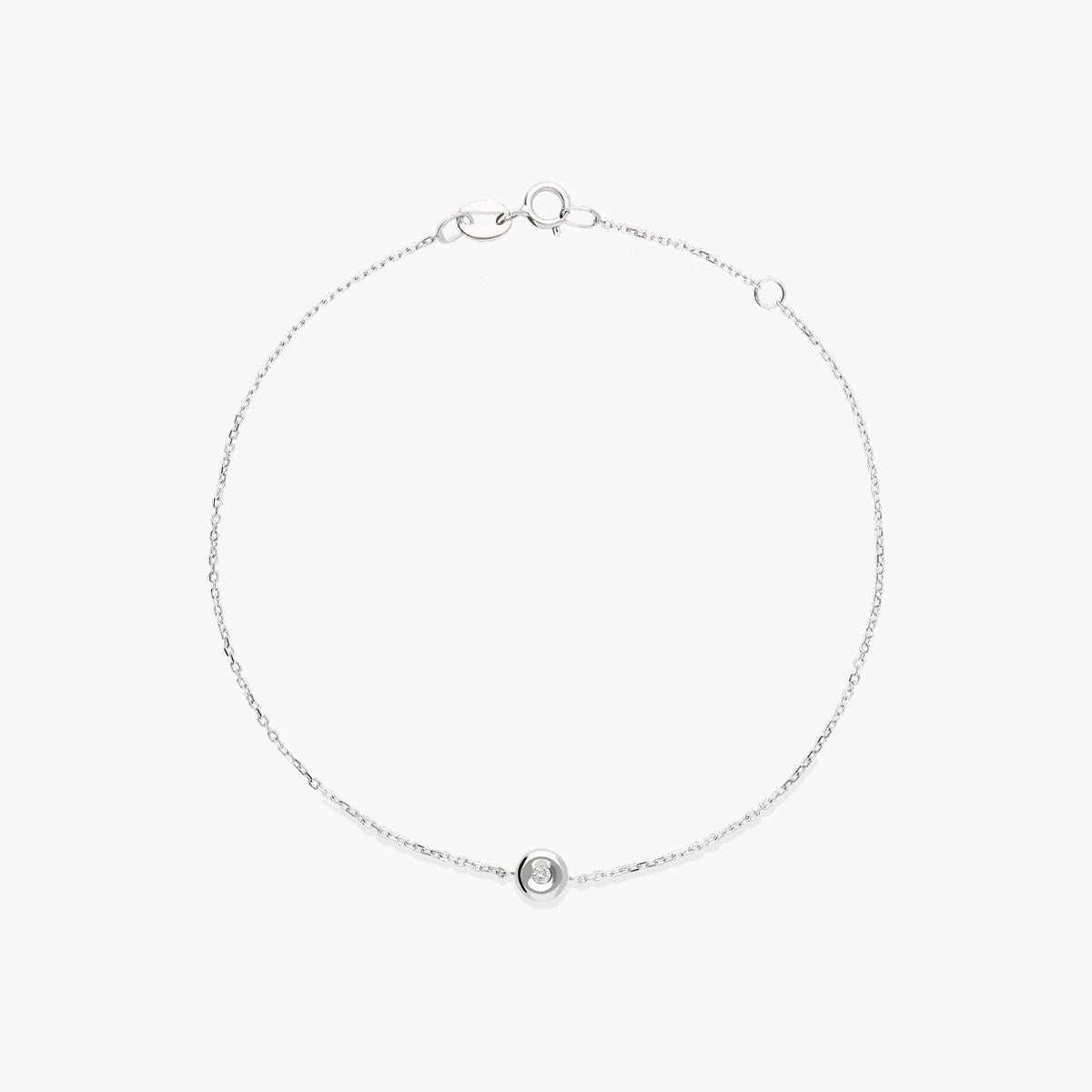 Pulsera de oro blanco 18K diamante natural 0.03 ct. 17-19 cm