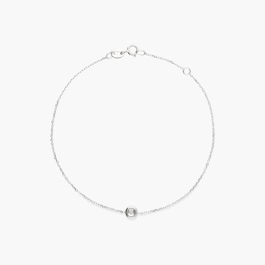 Pulsera de oro blanco 18K diamante natural 0.03 ct. 17-19 cm