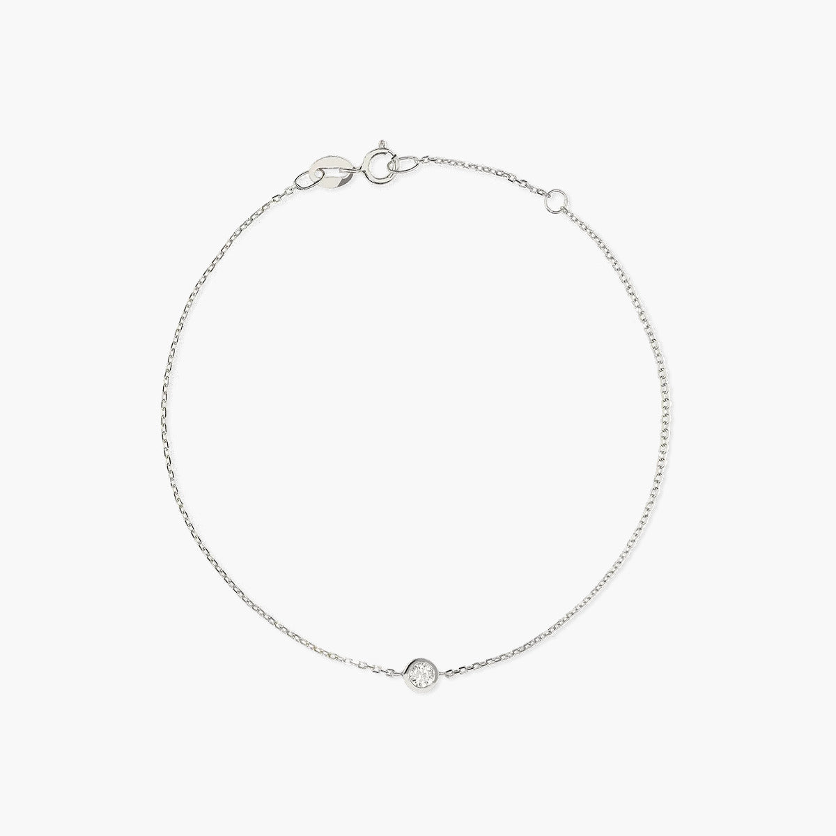 Pulsera de oro blanco 18K diamante natural 0.04 ct. 17-19 cm