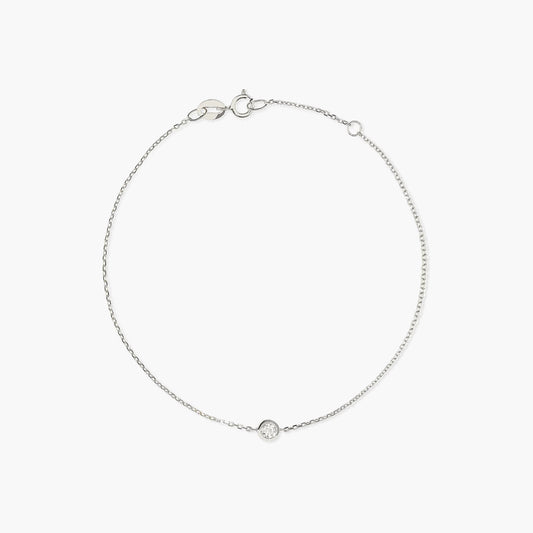 Pulsera de oro blanco 18K diamante natural 0.04 ct. 17-19 cm