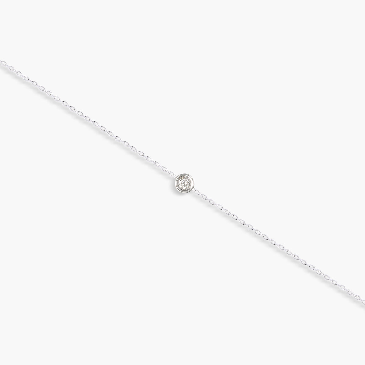Pulsera de oro blanco 18K diamante natural 0.04 ct. 17-19 cm
