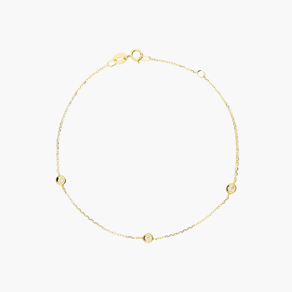 Pulsera de oro 18K diamante natural 0.08 ct. 17-19 cm
