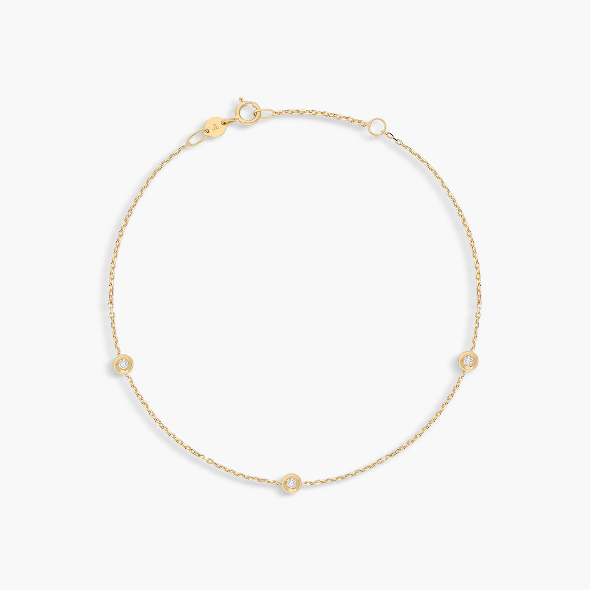Pulsera de oro 18K diamante natural 0.08 ct. 17-19 cm