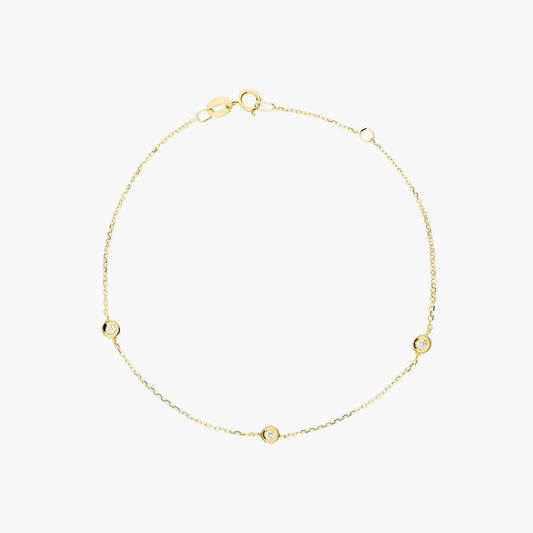 Pulsera de oro 18K diamante natural 0.08 ct. 17-19 cm