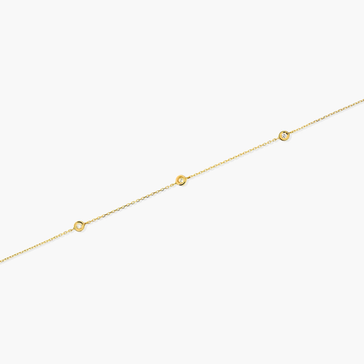 Pulsera de oro 18K diamante natural 0.08 ct. 17-19 cm