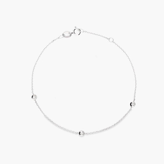 Pulsera de oro blanco 18K diamante natural 0.08 ct. 17-19 cm