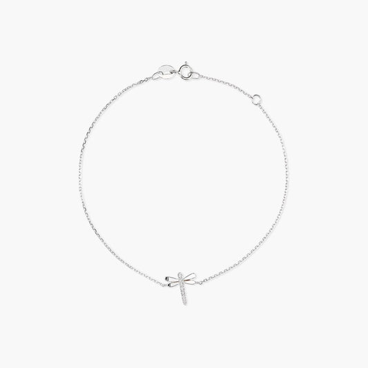 Pulsera de oro blanco 18K diamante natural 0.04 libélula ct. 17-19 cm