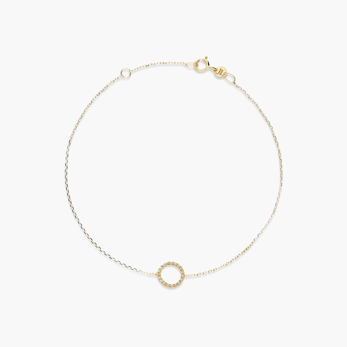Pulsera de oro 18K diamante natural 0.09 ct. círculo 17-19 cm