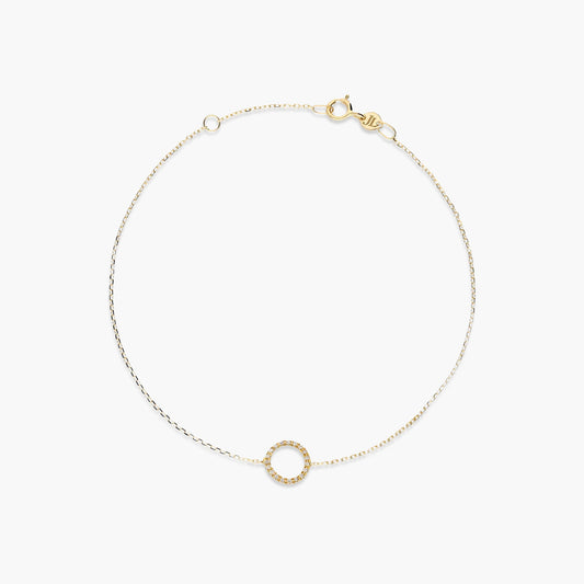 Pulsera de oro 18K diamante natural 0.09 ct. círculo 17-19 cm
