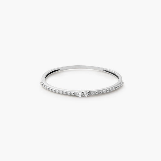 Anillo de oro blanco 18K diamante natural 0.016 ct. 
