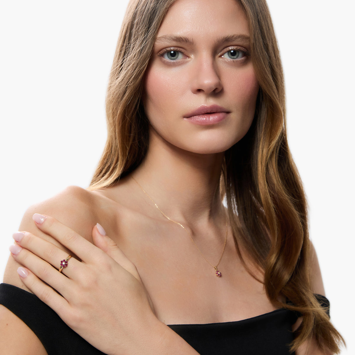 Anillo de oro 18K diamante natural 0.035 ct. BLOSSOM