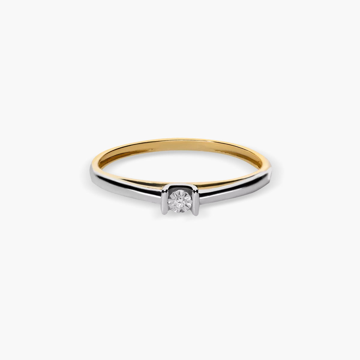 Anillo de oro 18K diamante natural 0.01 ct.