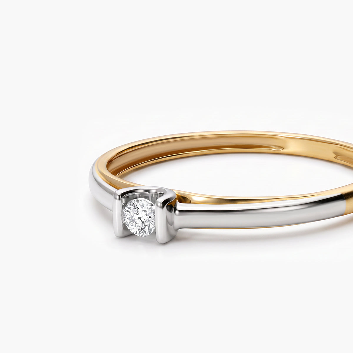 Anillo de oro 18K diamante natural 0.01 ct.