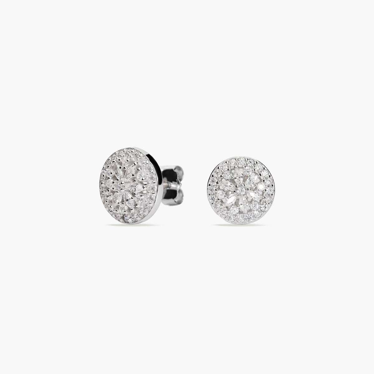 Pendientes redondos de plata 1ª ley circonitas 11 mm