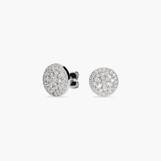 Pendientes redondos de plata 1ª ley circonitas 11 mm