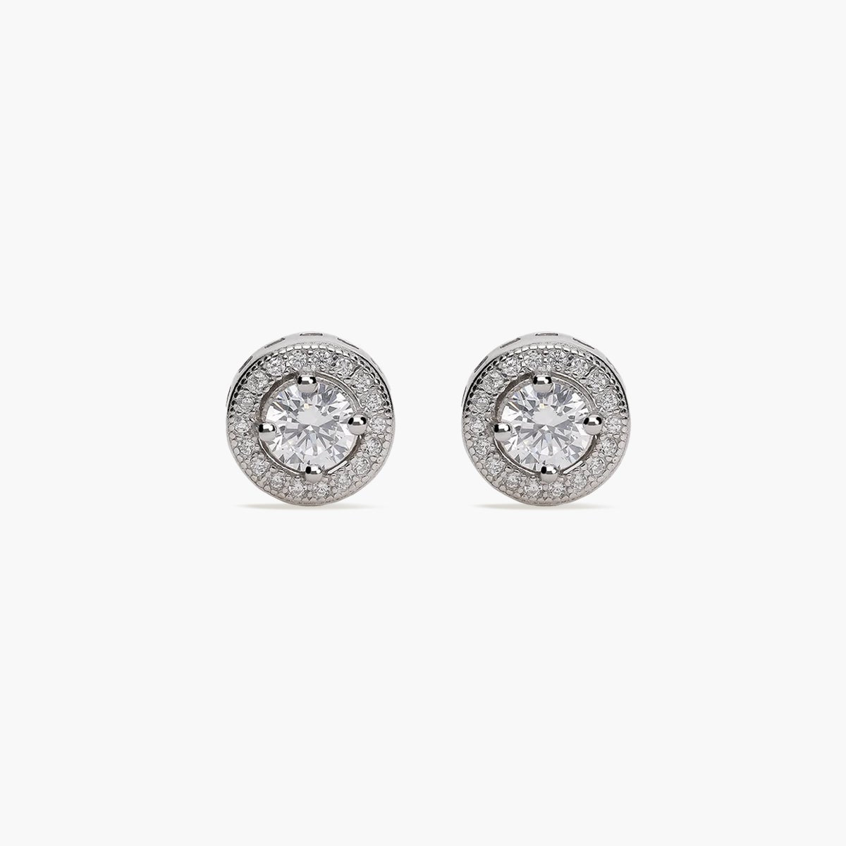 Pendientes redondos de plata 1ª ley circonitas 6 mm